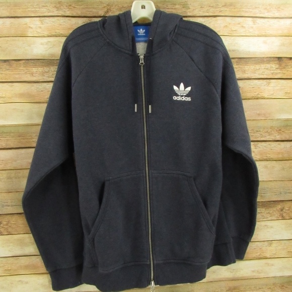 Adidas Heather Blue Front Zip Hoodie Men's L - Picture 1 of 16